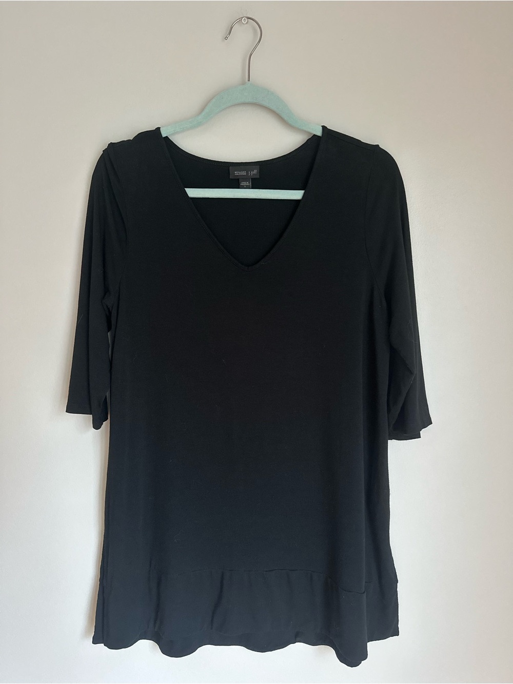 J. Jill Wearever Collection Black jersey knit 3/4 sleeve Top Women's Medium